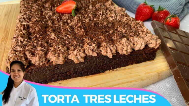 Delicioso pastel de tres leches de chocolate ¡irresistible!